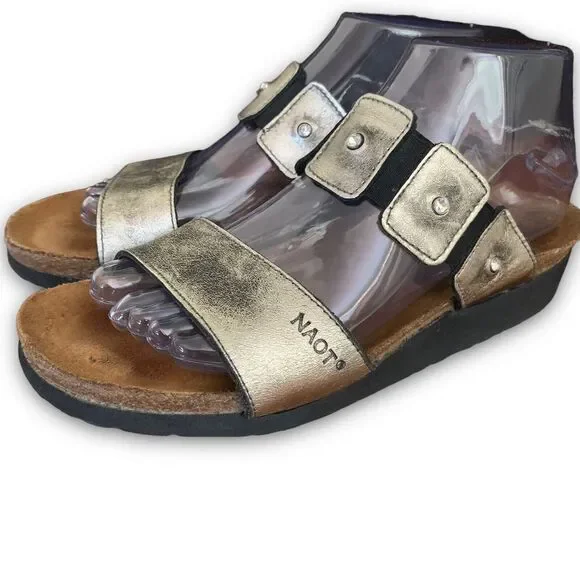 Naot Shoes Naot Sandals Ashley Slide Gold Cork Rhinestone